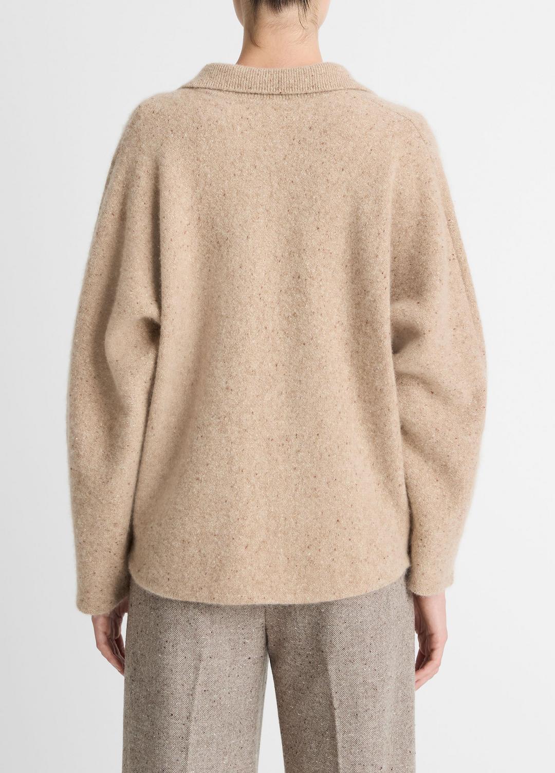 VINCE New - Donegal Plush Cashmere Dolman-Sleeve Polo Sweater in Cashmere