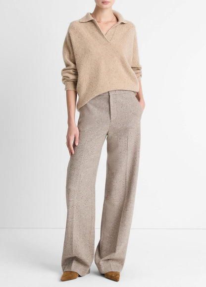 VINCE New - Donegal Plush Cashmere Dolman-Sleeve Polo Sweater in Cashmere