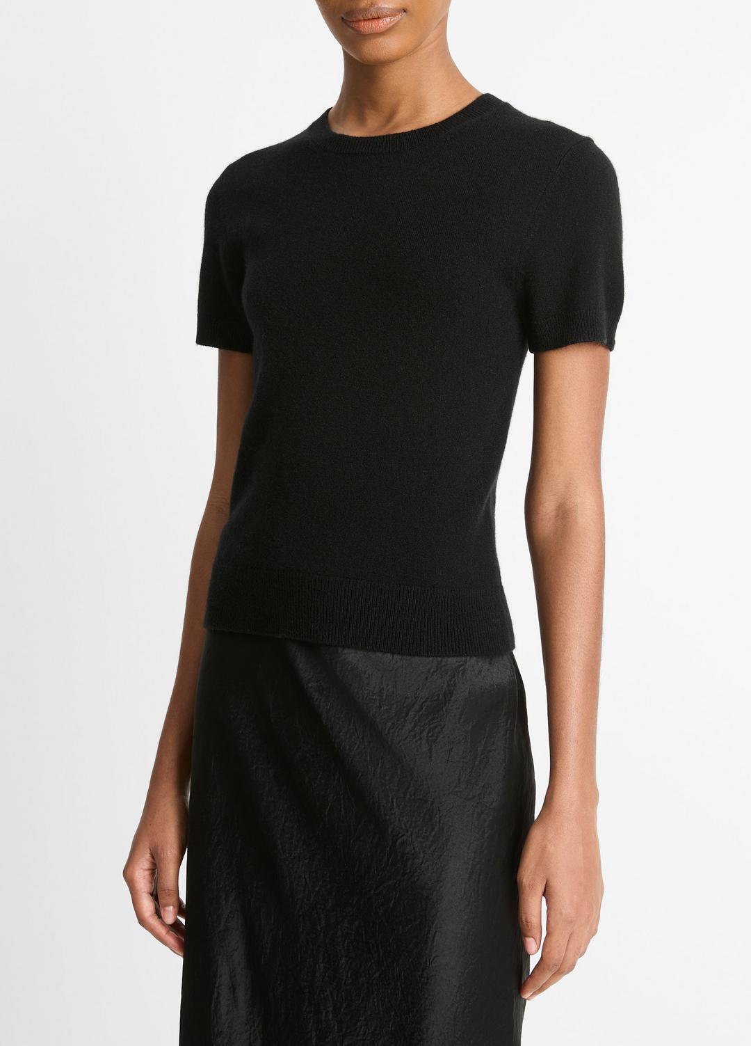 VINCE Classic - Wool & Cashmere-Blend Short-Sleeve Sweater in Crew Neck