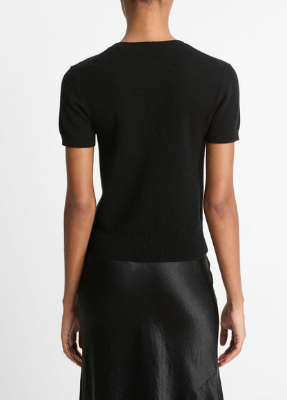 VINCE Classic - Wool & Cashmere-Blend Short-Sleeve Sweater in Crew Neck