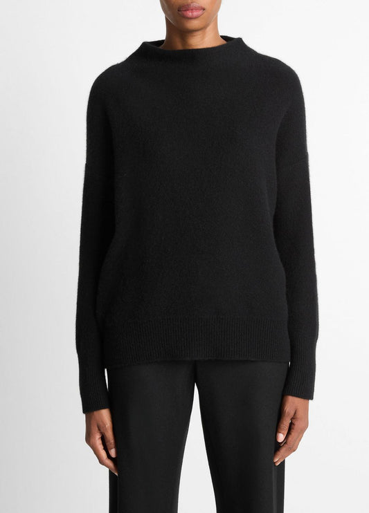VINCE Essential - Plush Cashmere Funnel-Neck Sweater in Turtleneck