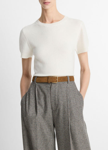 VINCE Best Seller - Wool & Cashmere-Blend Short-Sleeve Sweater in Crew Neck