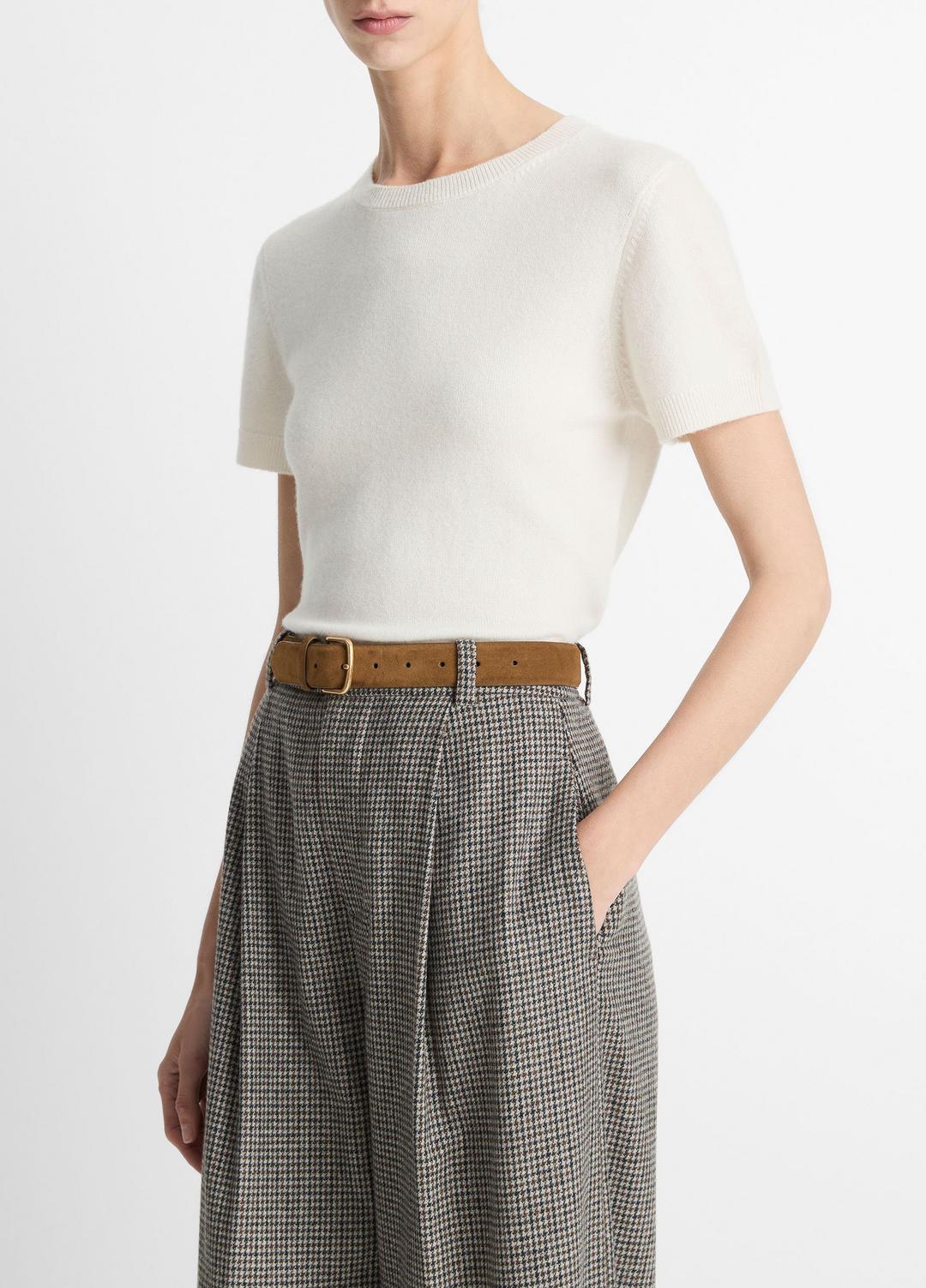 VINCE Best Seller - Wool & Cashmere-Blend Short-Sleeve Sweater in Crew Neck