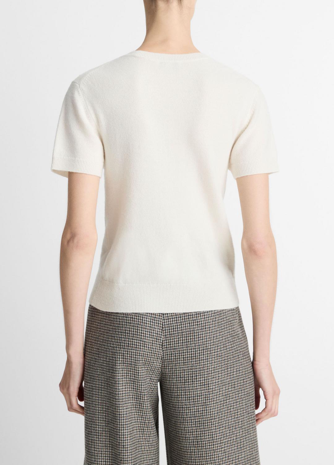 VINCE Best Seller - Wool & Cashmere-Blend Short-Sleeve Sweater in Crew Neck