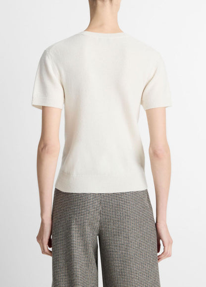 VINCE Best Seller - Wool & Cashmere-Blend Short-Sleeve Sweater in Crew Neck