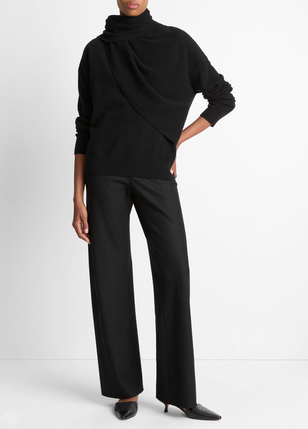 VINCE Exclusive - Draped-Shawl Wool-Cashmere Sweater in Turtleneck