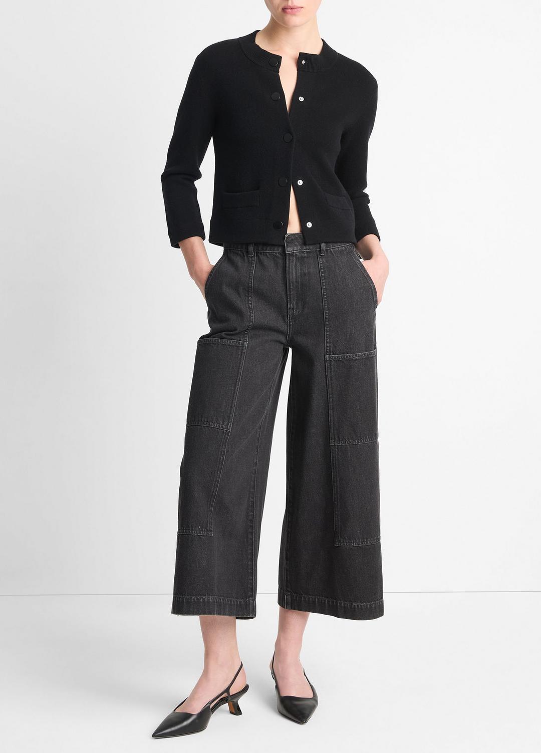 VINCE Customer Favorite - Wool-Blend Shrunken Snap Cardigan in Cardigans