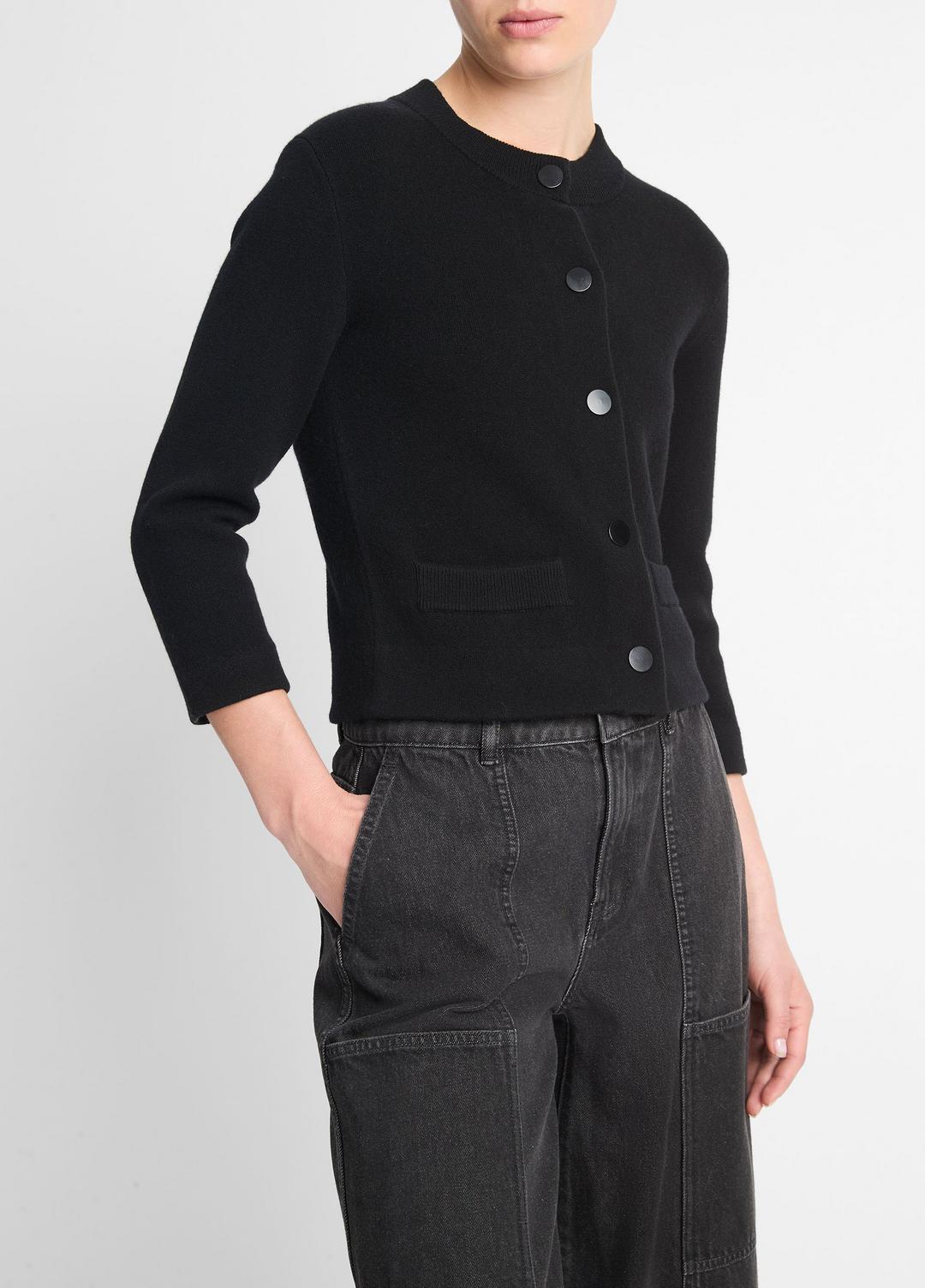 VINCE Customer Favorite - Wool-Blend Shrunken Snap Cardigan in Cardigans