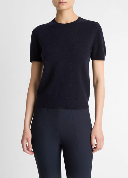 VINCE Latest - Wool & Cashmere-Blend Short-Sleeve Sweater in Crew Neck