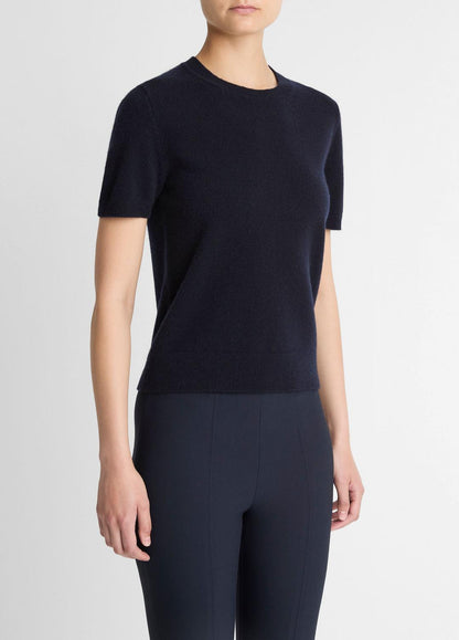 VINCE Latest - Wool & Cashmere-Blend Short-Sleeve Sweater in Crew Neck