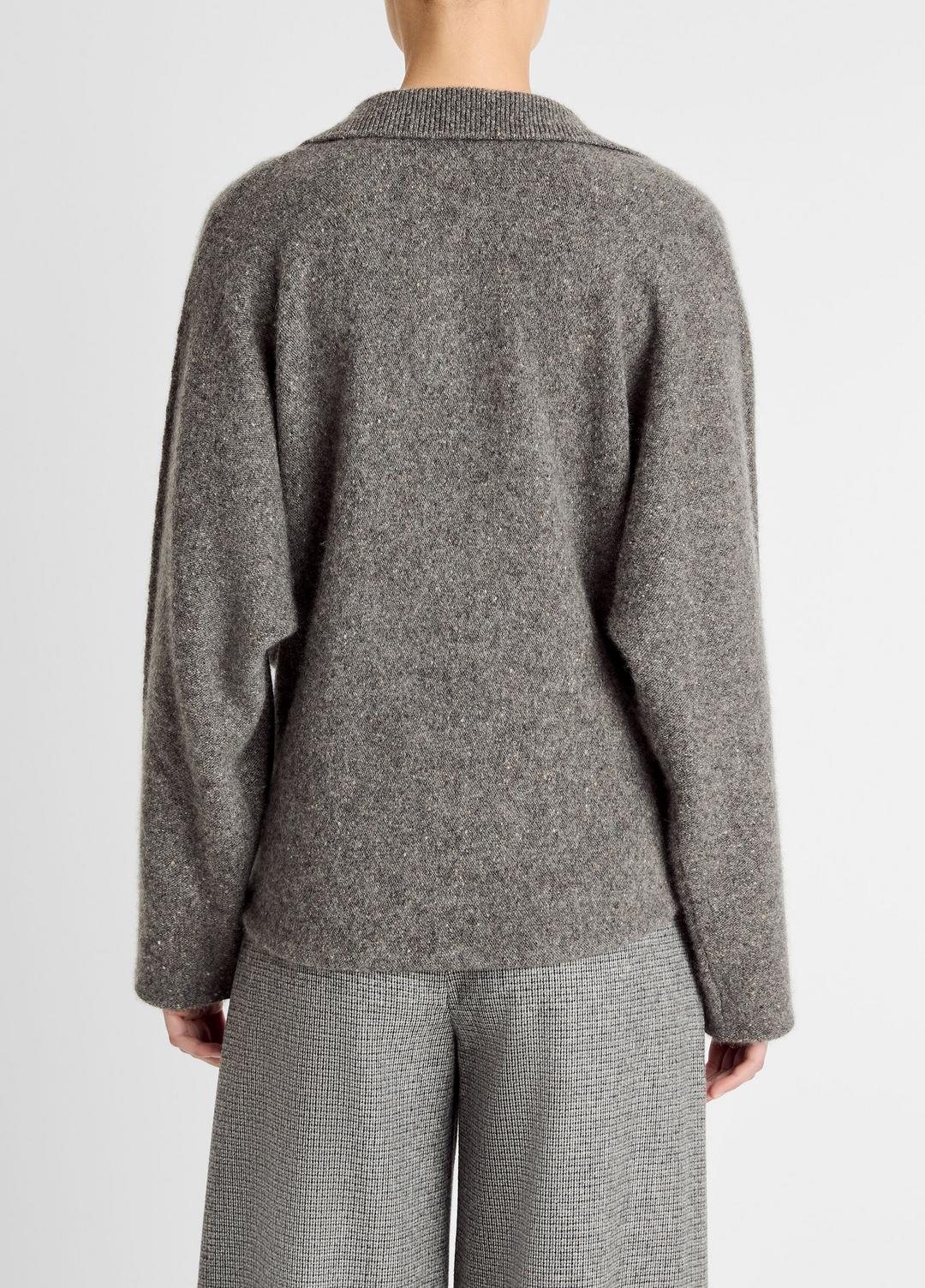 VINCE Classic - Donegal Plush Cashmere Dolman-Sleeve Polo Sweater in Cashmere