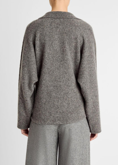 VINCE Classic - Donegal Plush Cashmere Dolman-Sleeve Polo Sweater in Cashmere