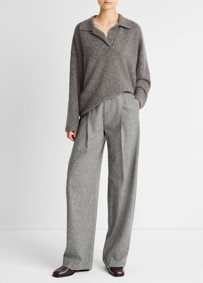 VINCE Classic - Donegal Plush Cashmere Dolman-Sleeve Polo Sweater in Cashmere