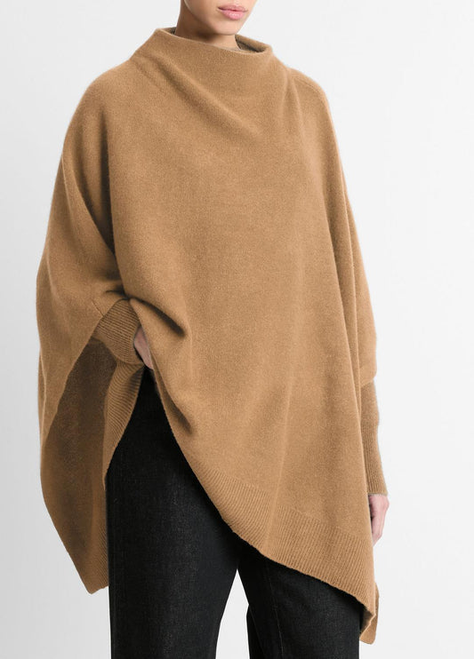 VINCE Top Pick - Merino Wool-Cashmere Funnel-Neck Poncho in Accessories