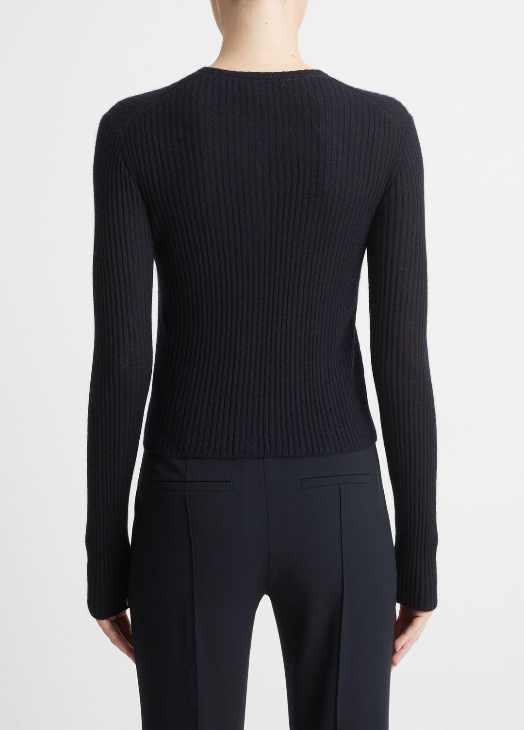 VINCE Popular - Ribbed Cashmere-Silk Cardigan in Cardigans