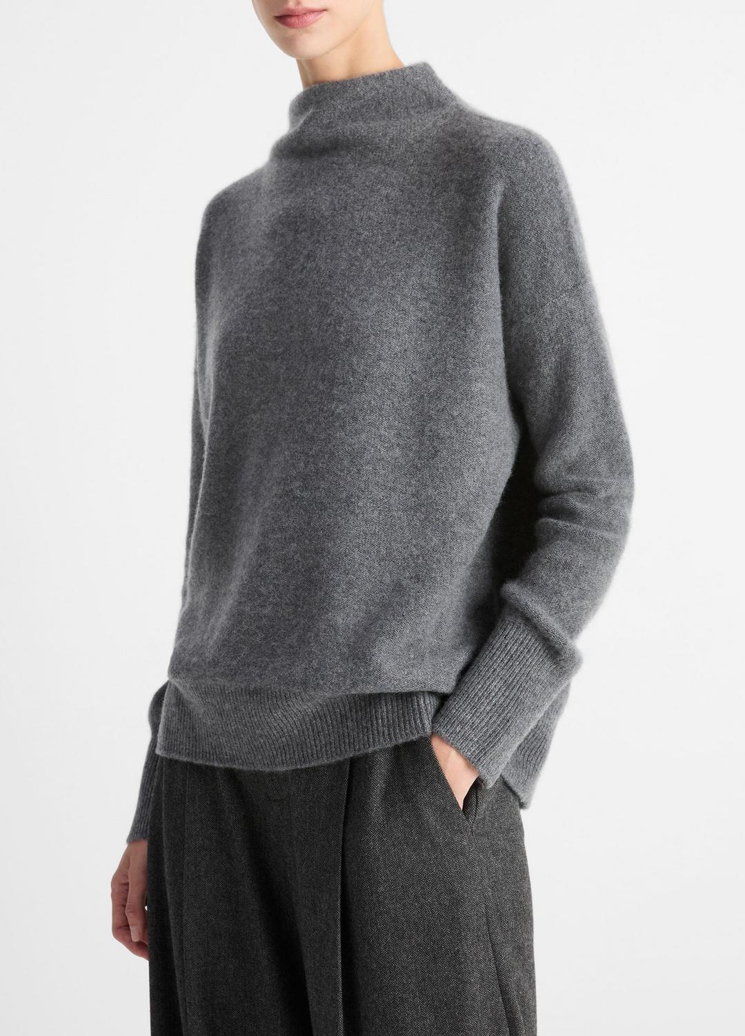 VINCE Sale - Plush Cashmere Funnel-Neck Sweater in Turtleneck