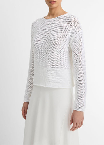 VINCE Best Price - Italian Coated Cotton-Blend Sweater in Crew Neck