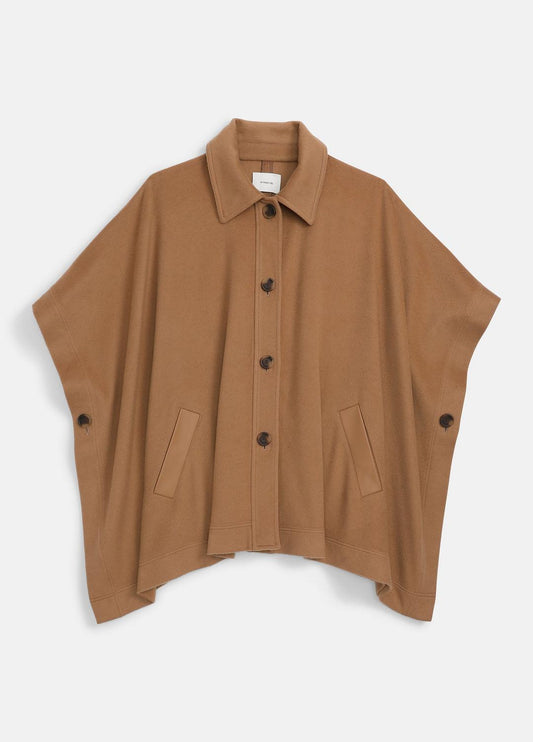 VINCE Recommended - Leather-Trim Wool Cape in Accessories