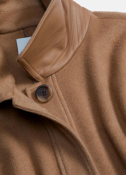 VINCE Recommended - Leather-Trim Wool Cape in Accessories