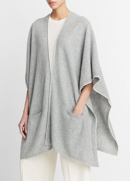 VINCE Discount - Tipped Jersey-Knit Cashmere Cape in Sweaters