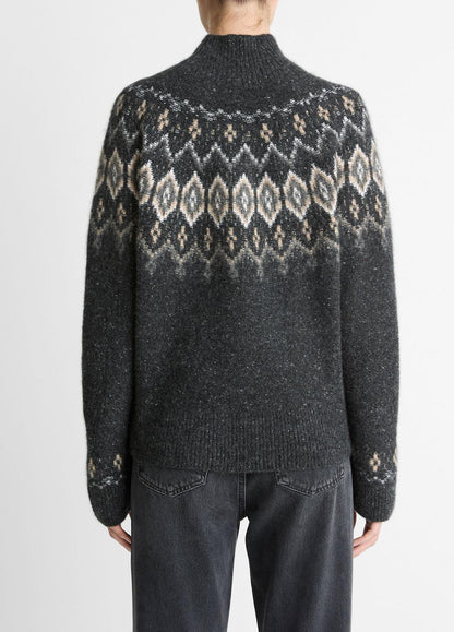 VINCE Premium - Fair Isle Donegal Cashmere Turtleneck Sweater in Turtleneck