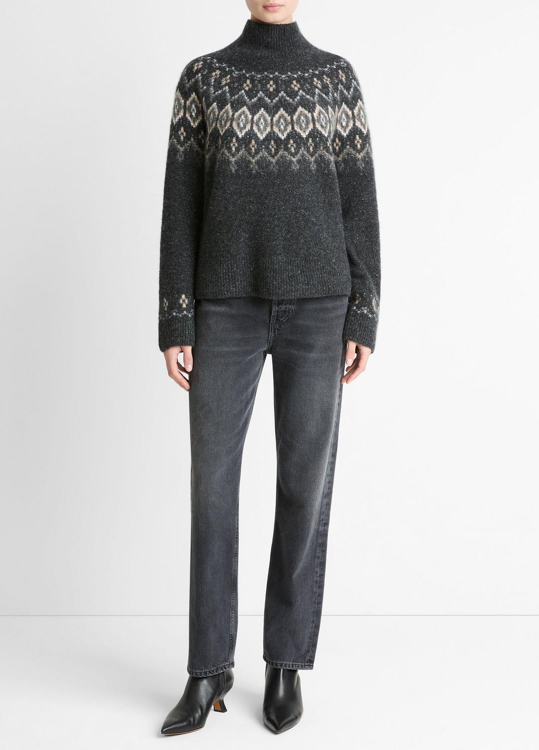VINCE Premium - Fair Isle Donegal Cashmere Turtleneck Sweater in Turtleneck