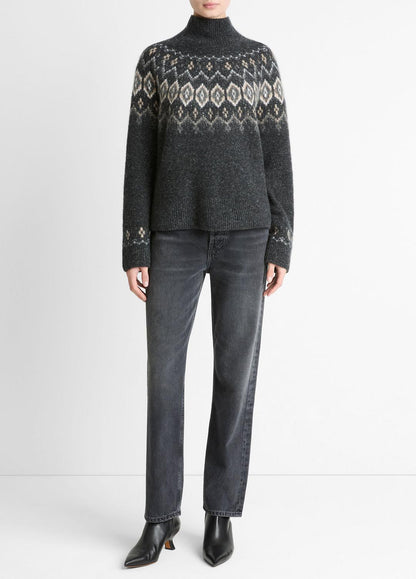 VINCE Premium - Fair Isle Donegal Cashmere Turtleneck Sweater in Turtleneck