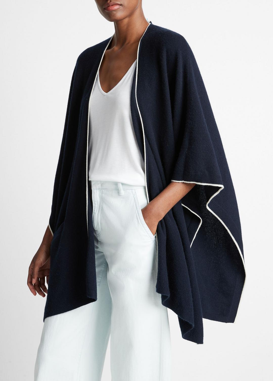 VINCE Hot Sale - Tipped Jersey-Knit Cashmere Cape in Sweaters