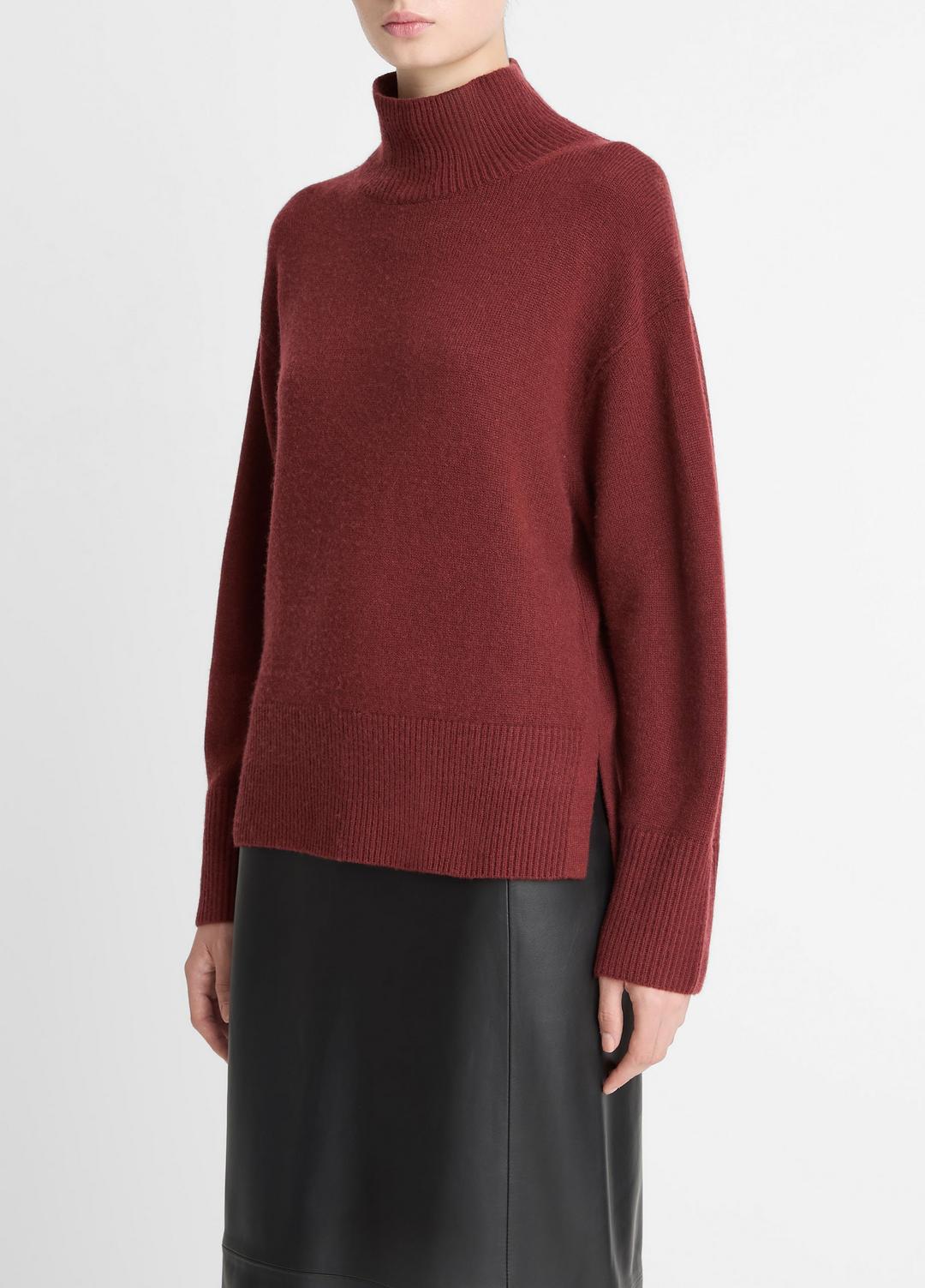 VINCE Essential - Wool-Cashmere Side-Slit Turtleneck Sweater in Turtleneck