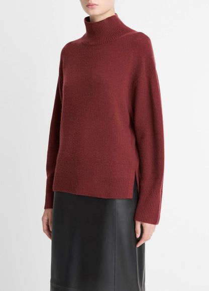 VINCE Essential - Wool-Cashmere Side-Slit Turtleneck Sweater in Turtleneck