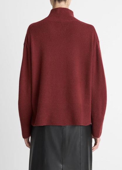 VINCE Essential - Wool-Cashmere Side-Slit Turtleneck Sweater in Turtleneck