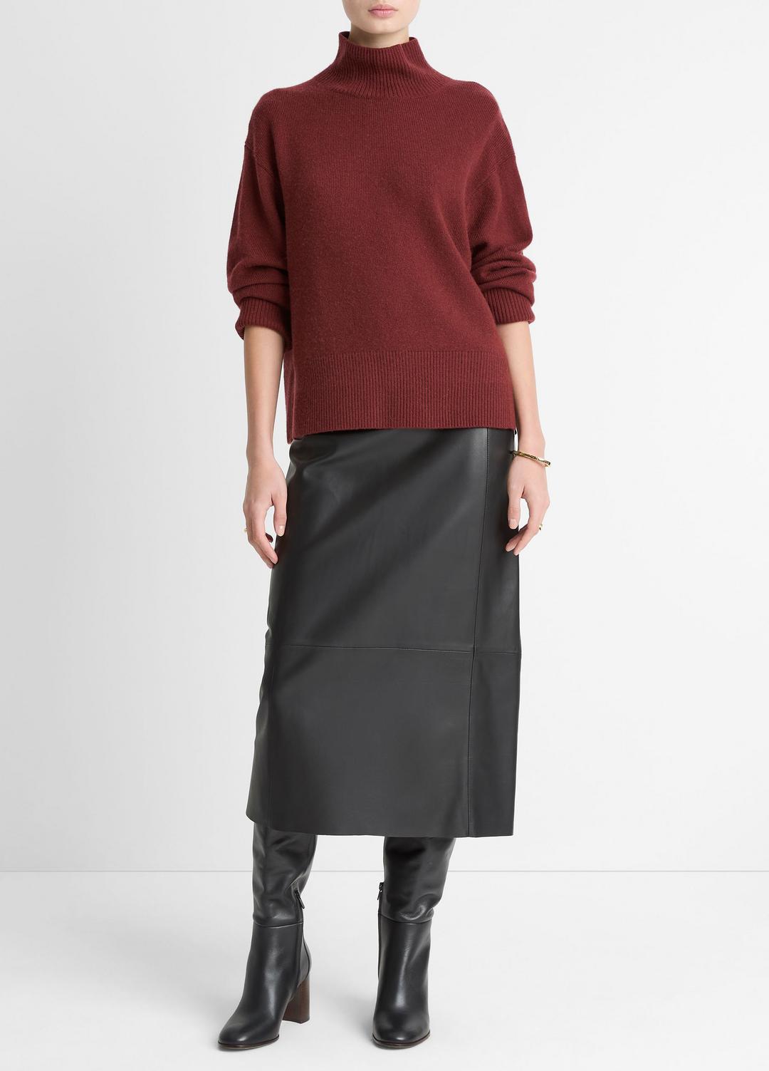 VINCE Essential - Wool-Cashmere Side-Slit Turtleneck Sweater in Turtleneck