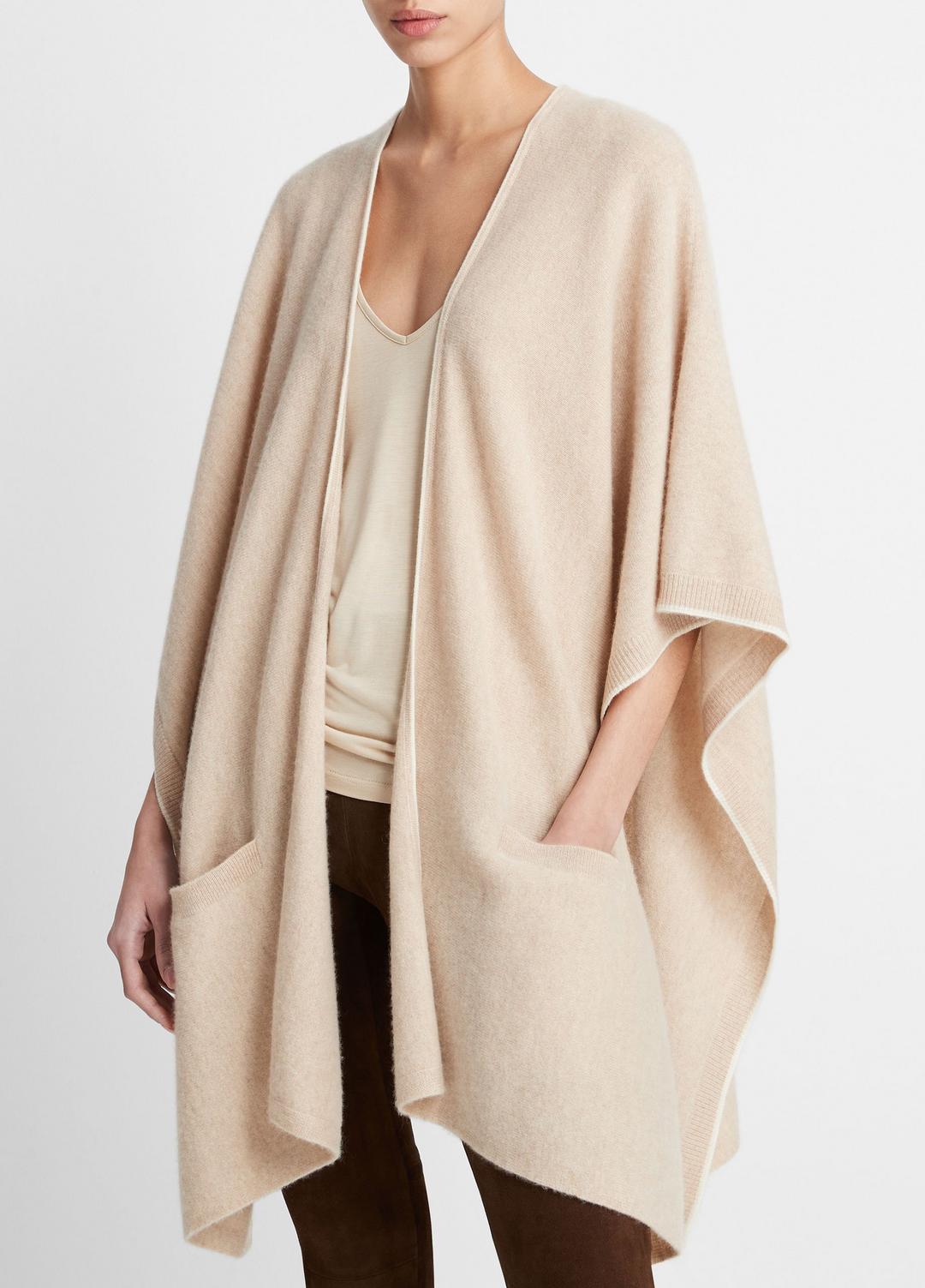 VINCE Premium - Tipped Jersey-Knit Cashmere Cape in Sweaters