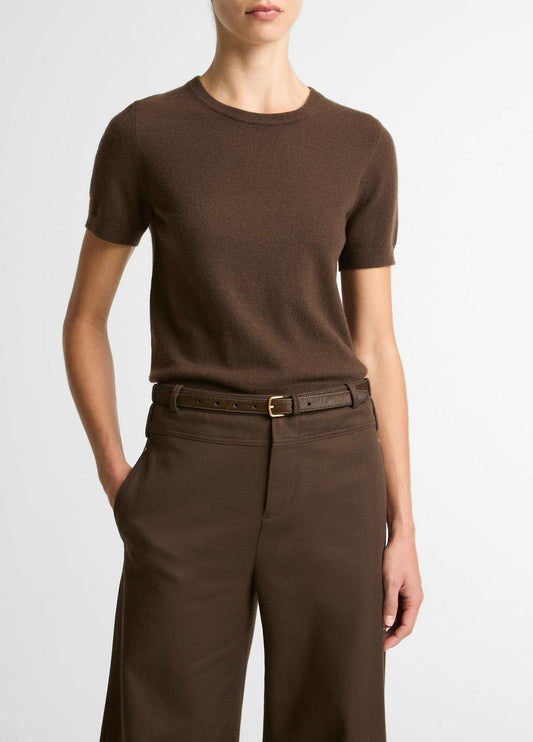 VINCE Popular - Wool & Cashmere-Blend Short-Sleeve Sweater in Crew Neck