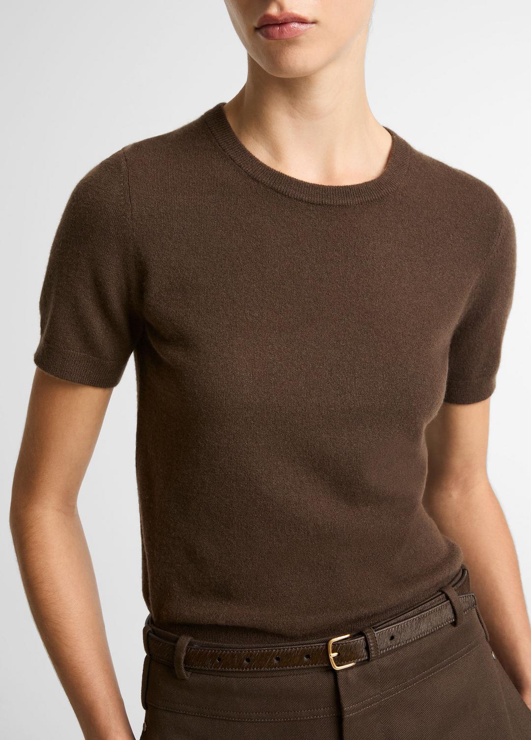 VINCE Popular - Wool & Cashmere-Blend Short-Sleeve Sweater in Crew Neck