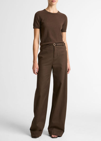 VINCE Popular - Wool & Cashmere-Blend Short-Sleeve Sweater in Crew Neck