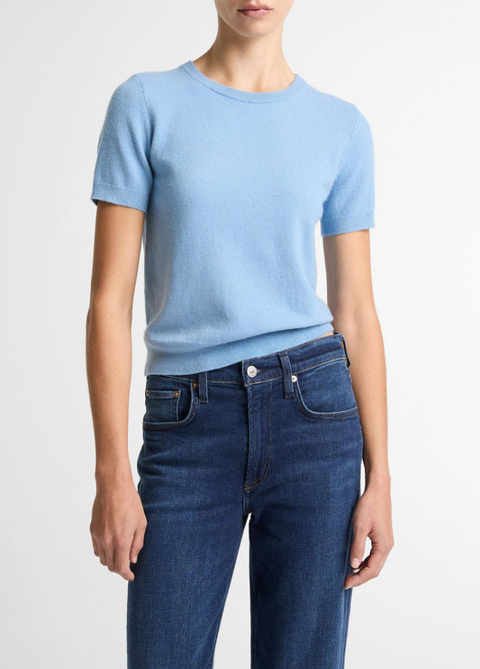 VINCE Featured - Wool & Cashmere-Blend Short-Sleeve Sweater in Crew Neck