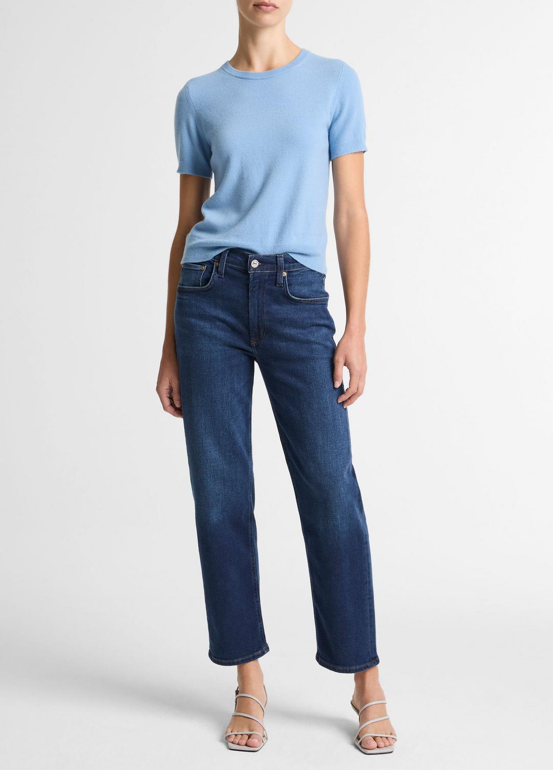 VINCE Featured - Wool & Cashmere-Blend Short-Sleeve Sweater in Crew Neck