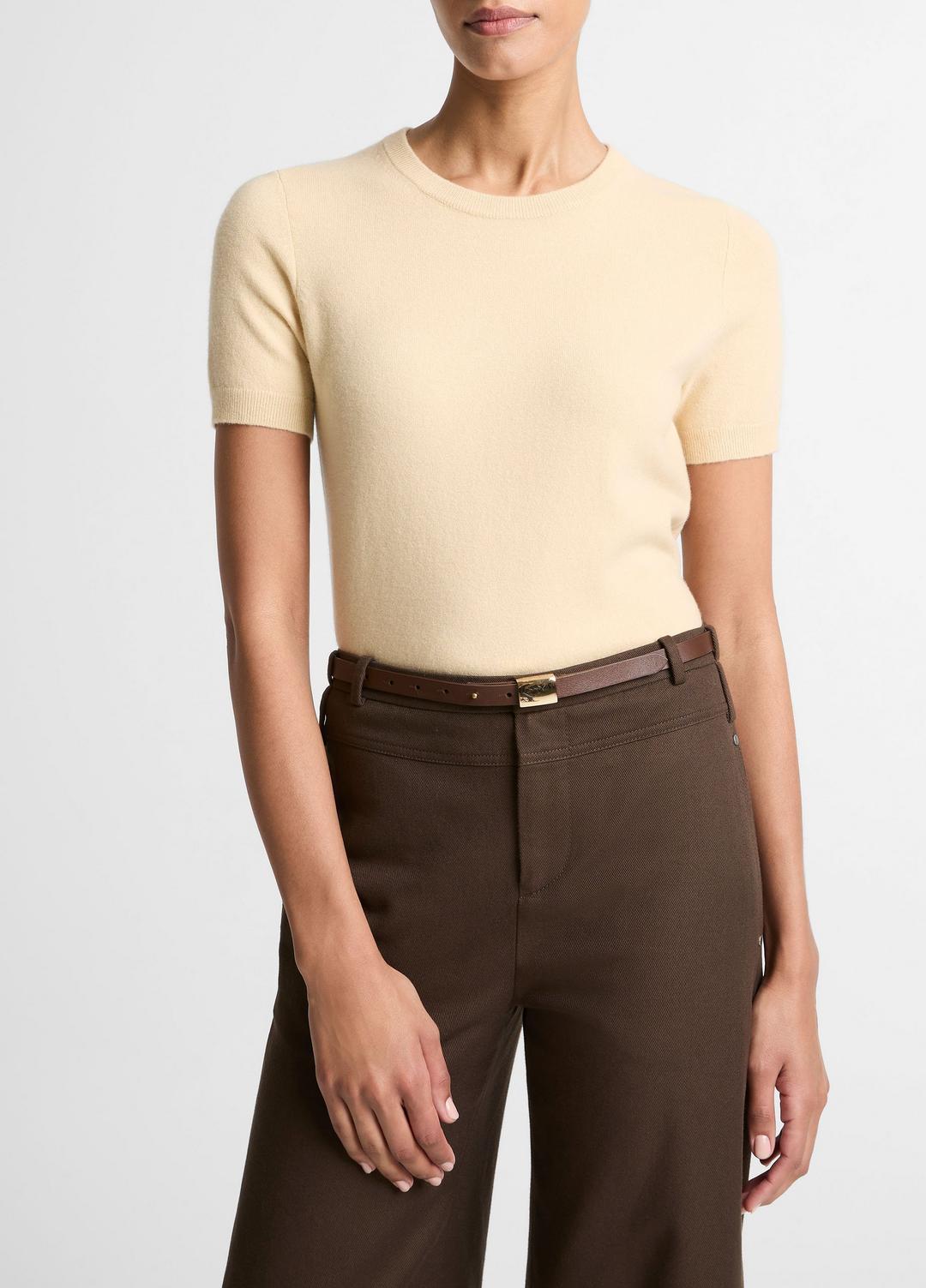 VINCE Customer Favorite - Wool & Cashmere-Blend Short-Sleeve Sweater in Crew Neck