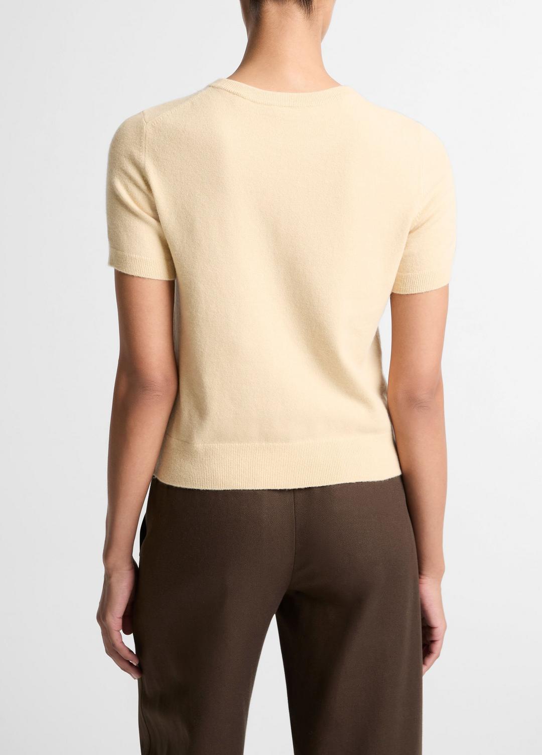 VINCE Customer Favorite - Wool & Cashmere-Blend Short-Sleeve Sweater in Crew Neck