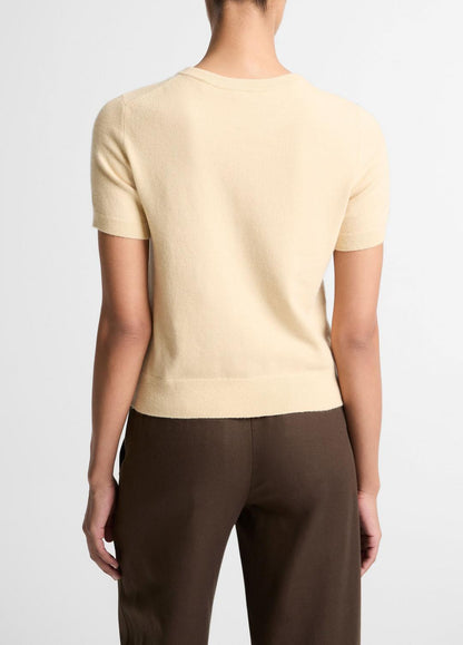 VINCE Customer Favorite - Wool & Cashmere-Blend Short-Sleeve Sweater in Crew Neck