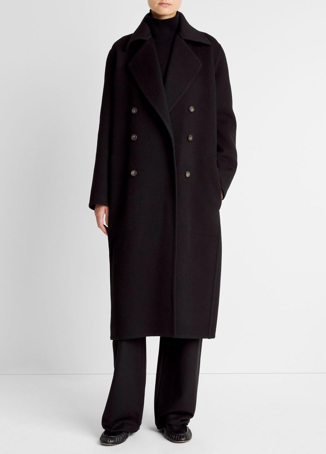 VINCE Featured - Wool-Blend Double-Breasted Long Coat in Coats