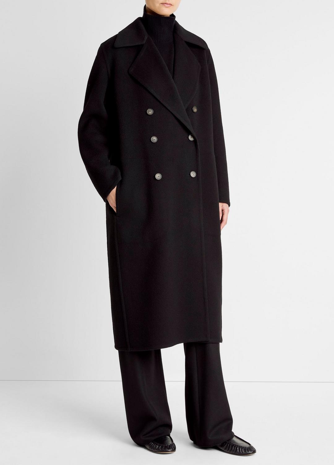 VINCE Featured - Wool-Blend Double-Breasted Long Coat in Coats