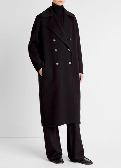 VINCE Featured - Wool-Blend Double-Breasted Long Coat in Coats