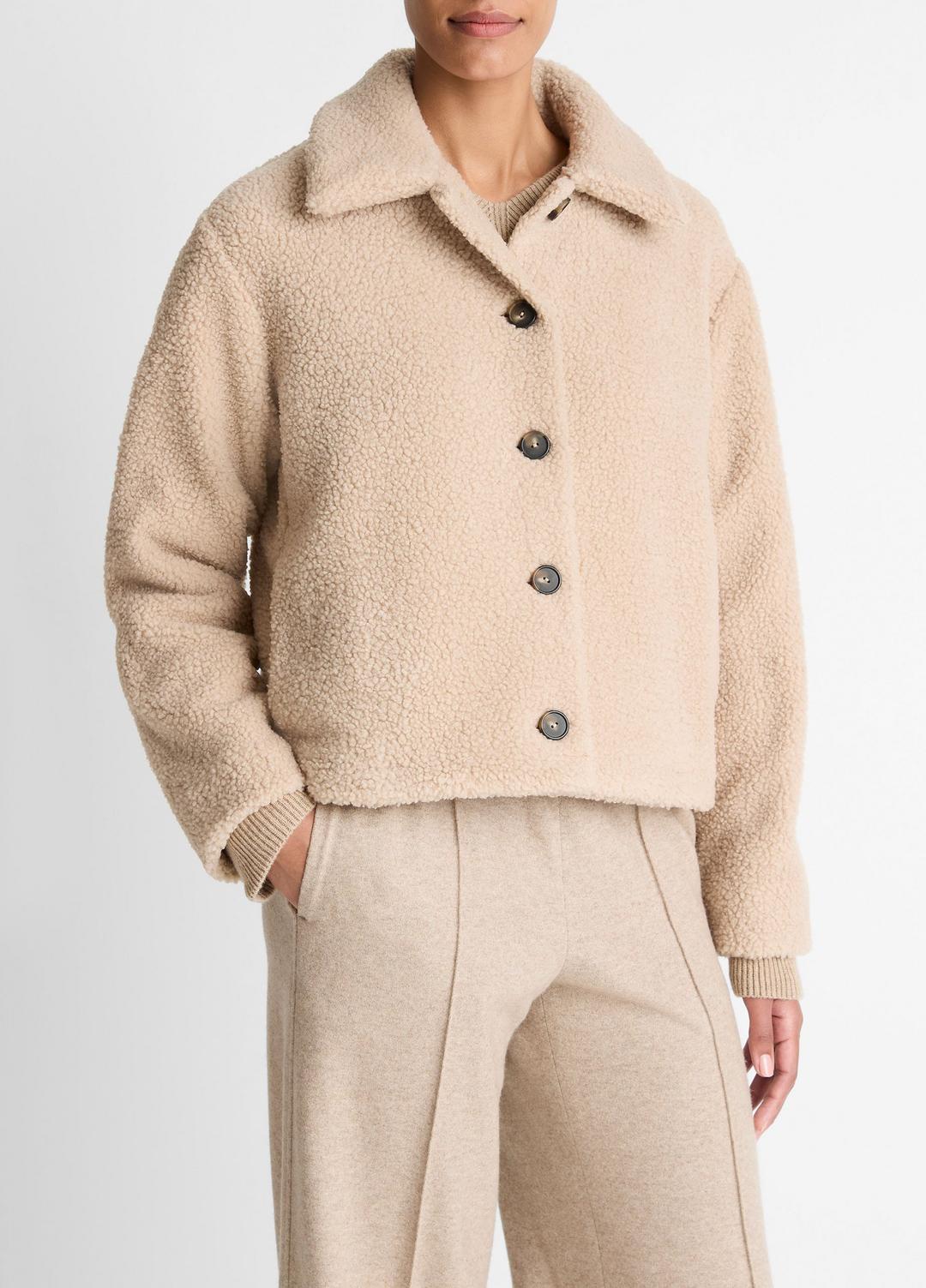 VINCE Deals - Collared Sherpa Jacket in Jackets