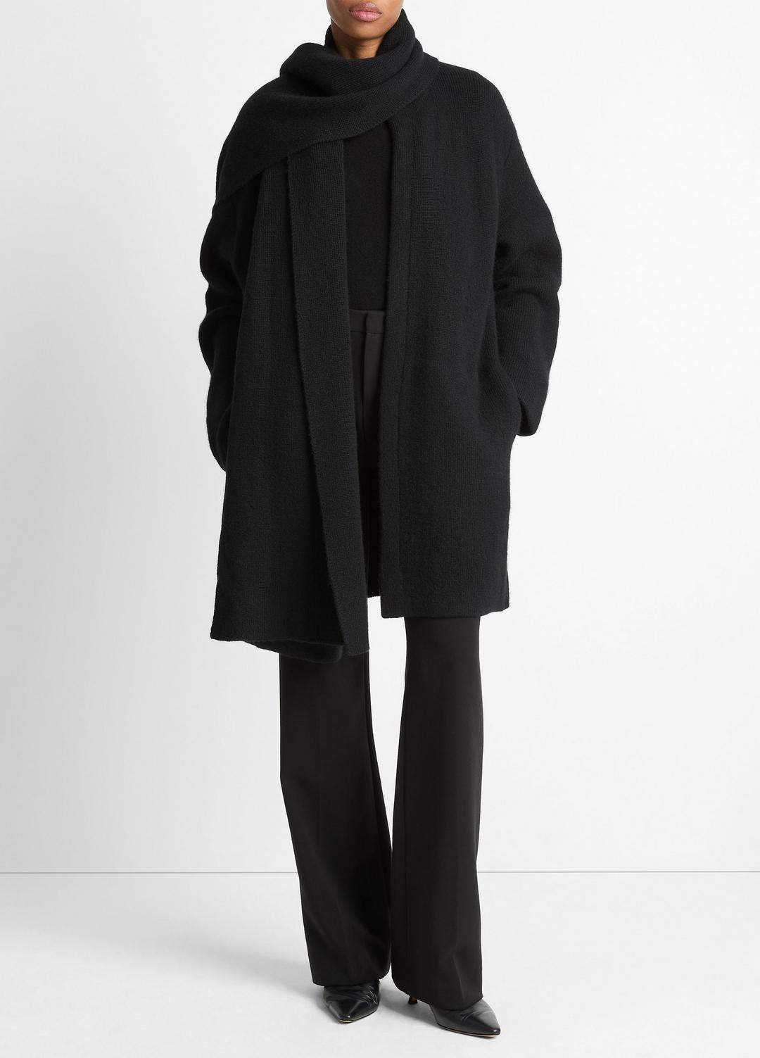 VINCE Classic - Draped-Scarf Wool-Blend Car Coat in Coats