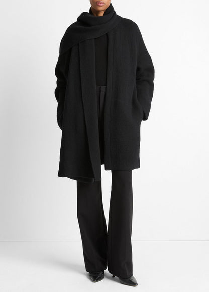 VINCE Classic - Draped-Scarf Wool-Blend Car Coat in Coats