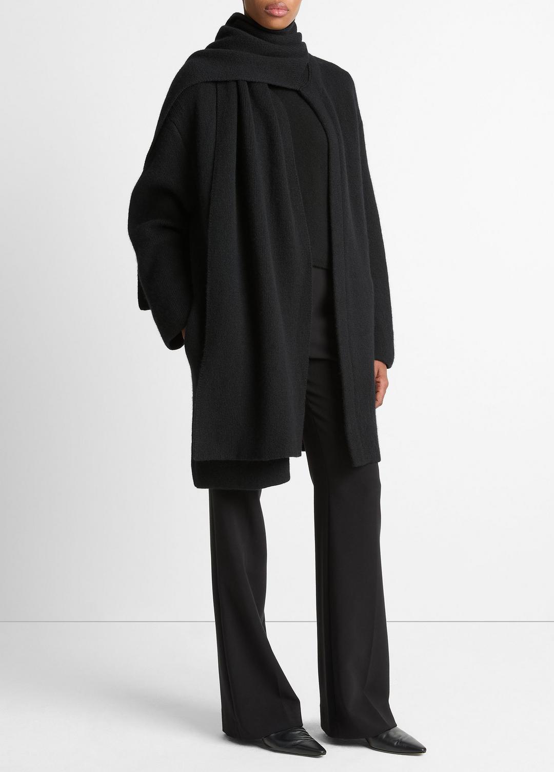 VINCE Classic - Draped-Scarf Wool-Blend Car Coat in Coats