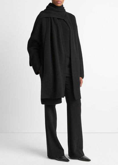 VINCE Classic - Draped-Scarf Wool-Blend Car Coat in Coats