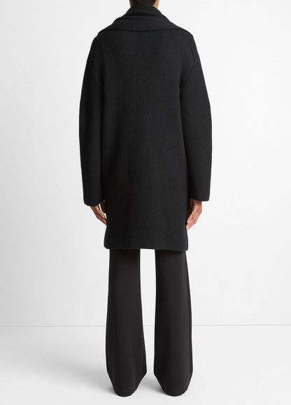 VINCE Classic - Draped-Scarf Wool-Blend Car Coat in Coats